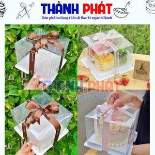 10 Hộp Bánh Sinh Nhật -  Hộp bánh kem trong suốt 18cm - bánh kem gato size 18cm x 18cm - cao 13cm
