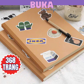 Sổ tay vintage Buka dán gáy bìa nâu đen kraft giấy trơn 100gsm