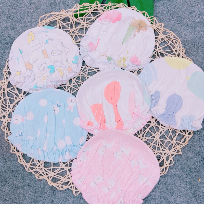 Nón bèo sơ sinh cho bé gái vải cotton mềm mại,thoáng mát