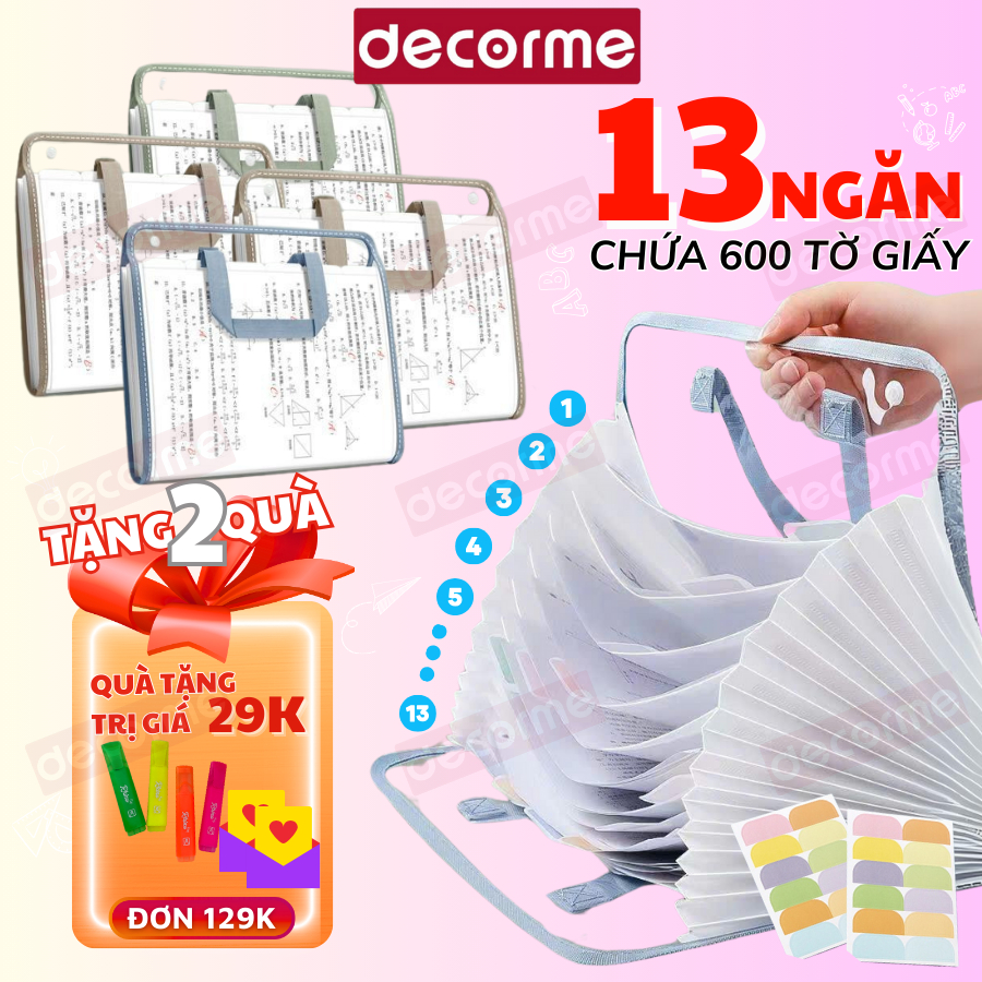 Túi Đựng Tài Liệu Organ 13 Ngăn Decorme Kẹp Tài Liệu A4 Kẹp Tài Liệu Nhiều Ngăn Túi Đựng Giấy Kiểm Tra Kẹp Đề Cương