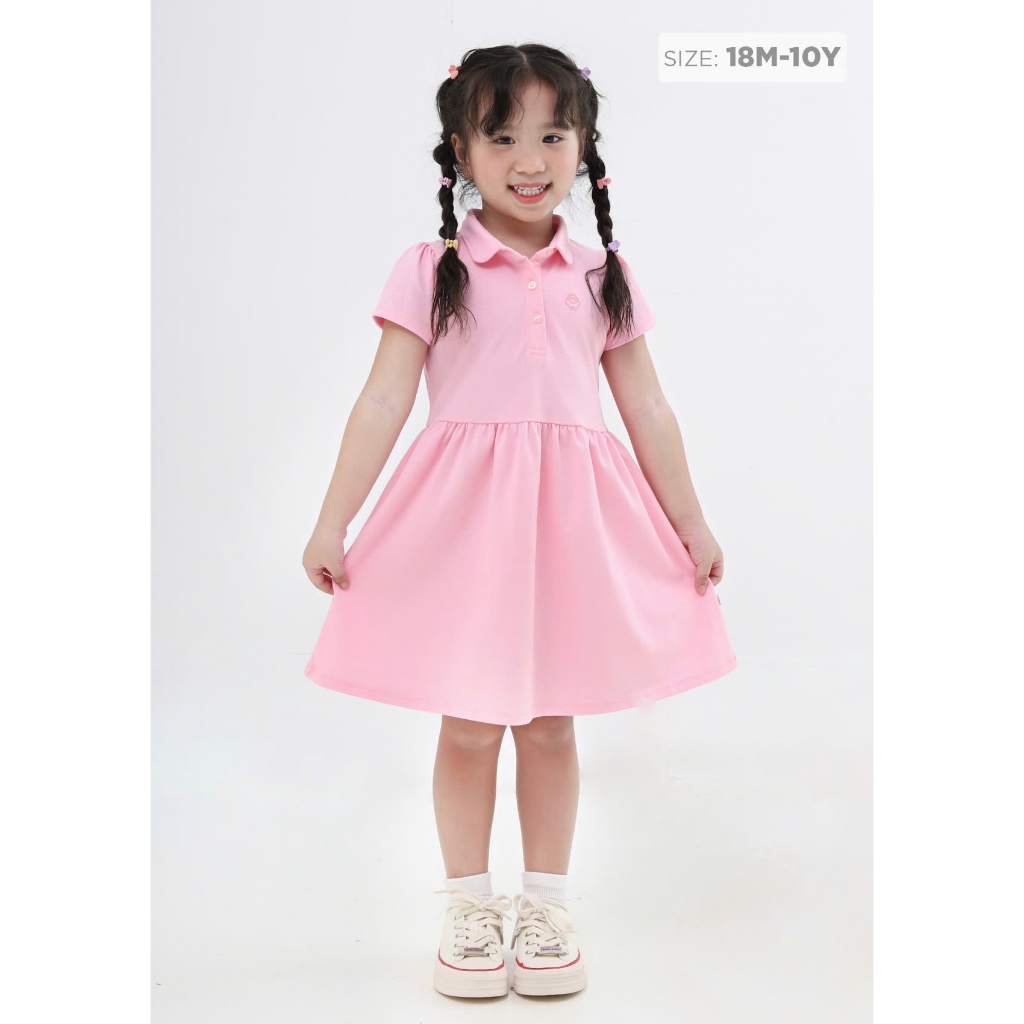 Đầm Váy Cho Bé Gái, Đầm Polo Thun Cotton Thêu Họa Tiết từ 1-10 tuổi BaaBaby B-GC-AD25N