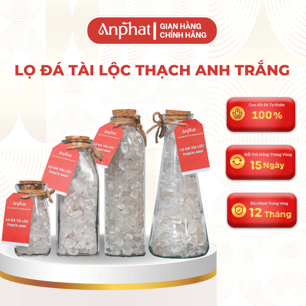 Lọ đá tài lộc thạch anh Trắng An Phát, Hũ đá thanh tẩy, Hỗ trợ năng lượng, decor trang trí nhà cửa.