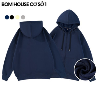 Áo Khoác Nỉ Hoodie Zip Trơn Nhiều Màu Có Túi Trong Form Rộng Nam Nữ
