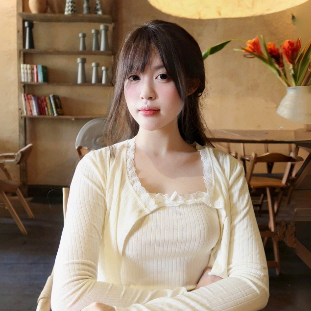 AREUM ÁO Tay Dài BUDDIES Cổ Viền Ren (Áo hai dây + Áo khoác ngoài) | BigBuy360 - bigbuy360.vn