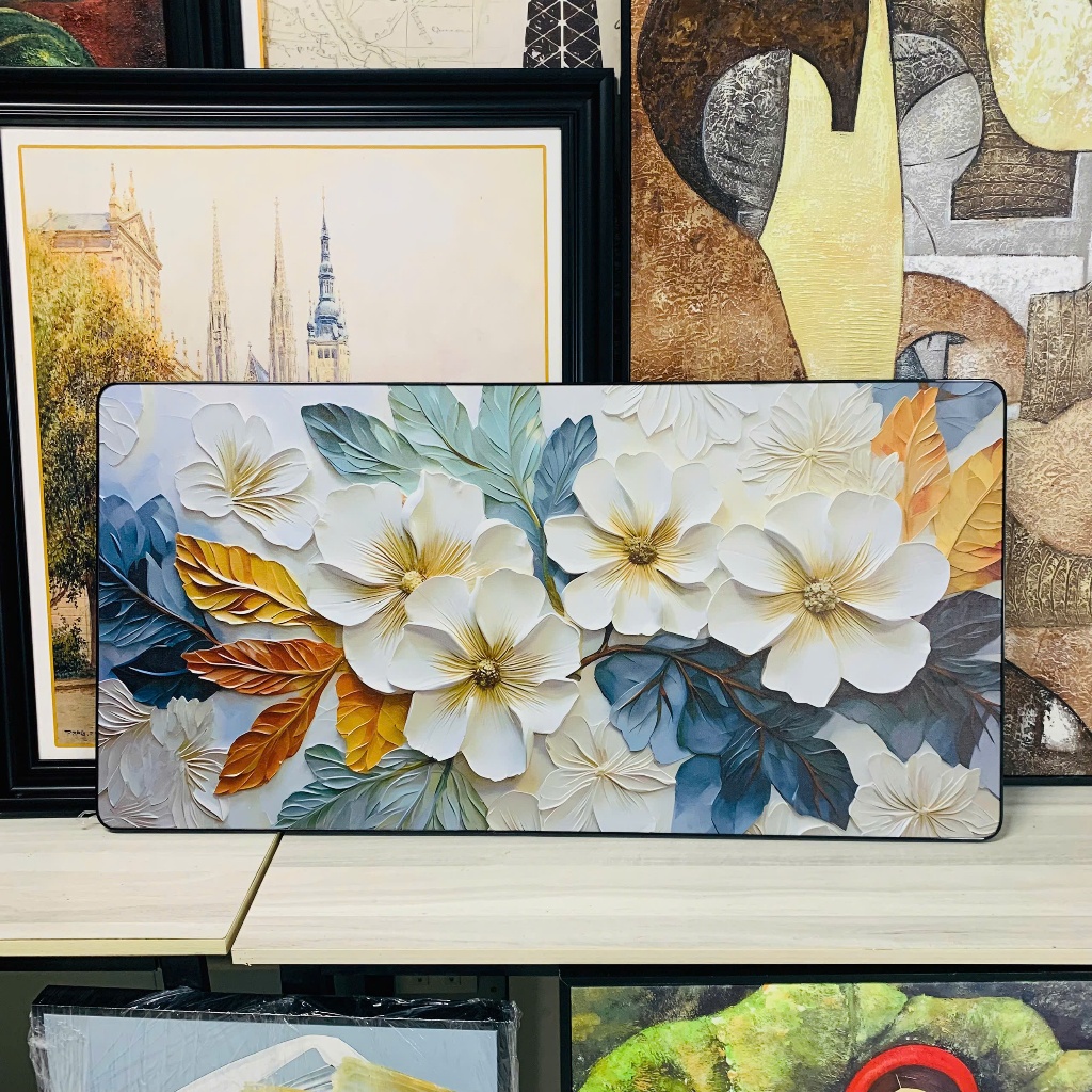 Tranh treo tường hoa lá hiện đại decor phòng khách sang trọng, tranh canvas decor phòng khách, phòng