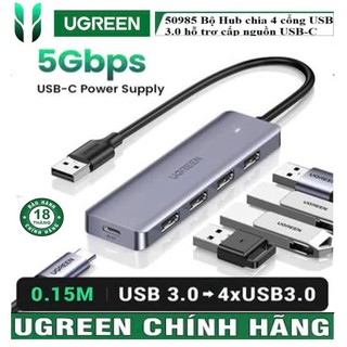 Bộ chia USB to 4 cổng Ugreen 50985 CM219 Cao Cấp (USB 3.0 5Gbps trợ nguồn USB C 5V)