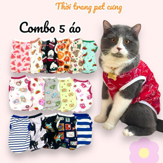 COMBO 5 Áo Thun Cho Chó Mèo Giá Rẻ Chất Vải Thun Mát Mẻ