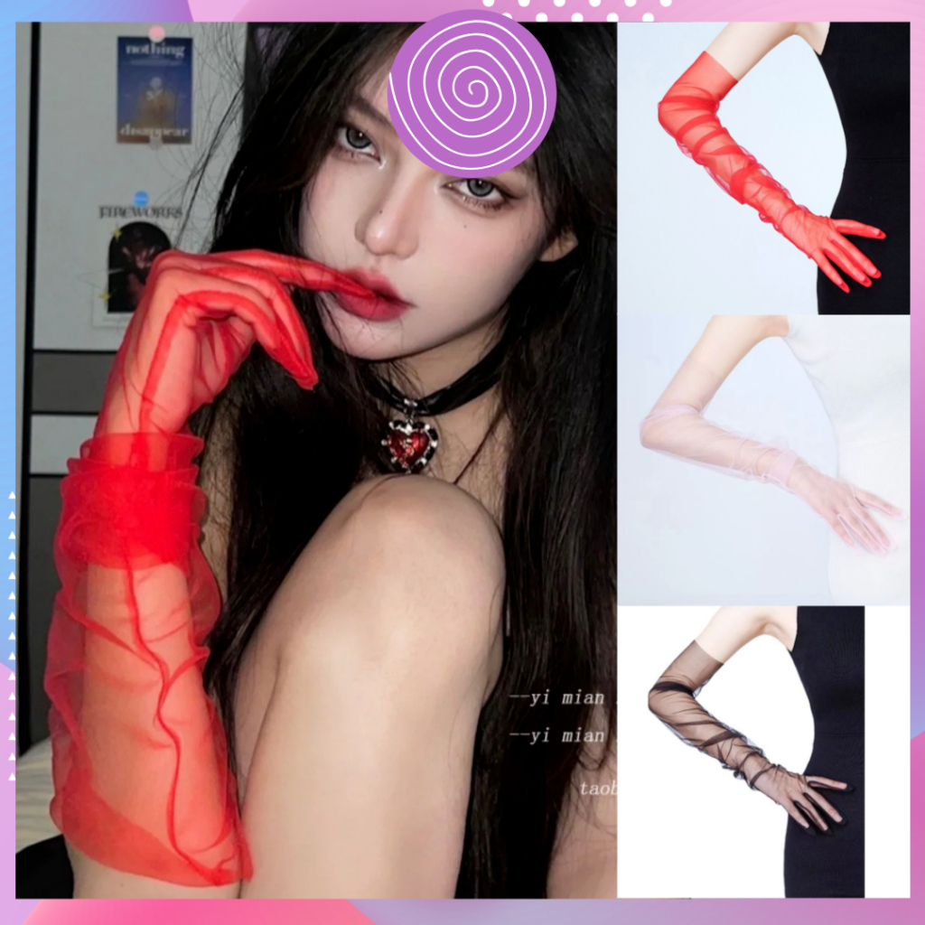 Bao tay lưới dài, bao tay satin phi bóng, bao tay ren cô dâu