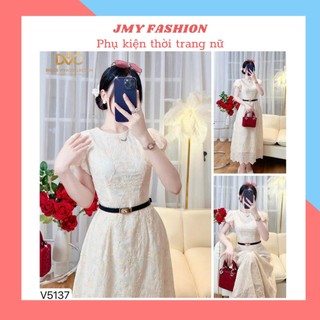 V5137 Váy cam be hoa thêu dáng A dài maxi nữ tính [Dolce Viva Colection (DVC)] đầm maxi tay bồng thiết kế sang chảnh