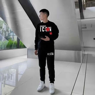  Bộ Quần Áo Nam Thu Đông ICon Lá Đỏ Chất Vải Umi Hàn Cao Cấp Bộ THể Thao Nam Cổ Tròn Co Giãn 4 Chiều kiểu dáng thể thao 