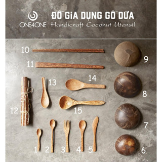 Dụng cụ ăn uống từ gỗ dừa Bến Tre gỗ tự nhiên không sơn không hóa chất an toàn lành tính