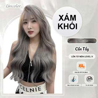Thuốc nhuộm tóc, thuốc nhuộm tóc màu Xám Khói LIN COLOR, tặng kèm oxy trợ dưỡng và bao tay