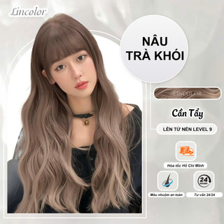  Thuốc nhuộm tóc thuốc nhuộm tóc màu NÂU TRÀ KHÓI cần tẩy LIN_COLOR tặng kèm oxy trợ nhuộm và bao tay,trùm đầu bịKHÓI 
