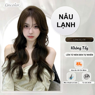 Thuốc nhuộm tóc, thuốc nhuộm tóc màu NÂU LẠNH không tẩy, LIN_COLOR, tặng kèm oxy trợ nhuộm và bao tay,trùm đầu, bịt tai