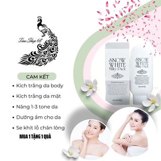 Kem dưỡng trắng da body Snow White Milky Pack kích trắng da body dưỡng ẩm se khít lỗ chân lông thoa lên da nâng 2-4