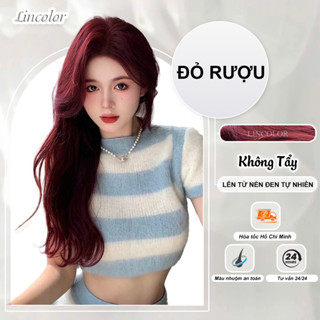 Thuốc nhuộm tóc, thuốc nhuộm tóc màu ĐỎ RƯỢU VANG, LIN_COLOR, tặng kèm oxy trợ nhuộm và bao tay,trùm đầu, bịt tai