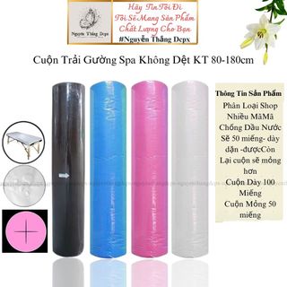  Cuộn vải không dệt trải giường phun xăm Spa ,tấm lót trải giường chống nước có lỗ đầu tiện lợi-  Kích Cỡ180*80cm 