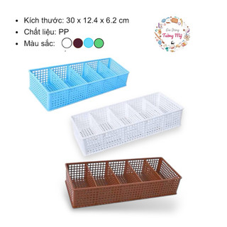 Combo 2 Khay/ Rổ Chia 5 Ngăn, Ngăn Tháo Rời Linh Hoạt(D30*R12.5*C5.5cm)