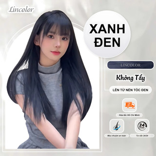 Thuốc nhuộm tóc, thuốc nhuộm tóc màu XANH ĐEN không tẩy, LIN_COLOR, tặng kèm oxy trợ nhuộm và bao tay,trùm đầu, bịt tai