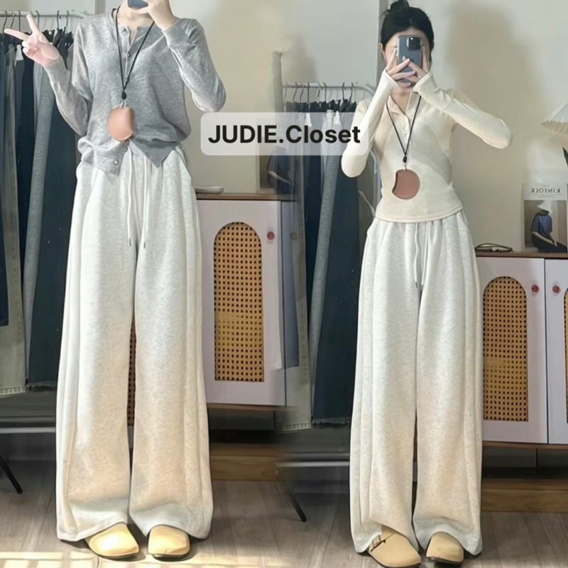 Quần Suông Nỉ Nam Nữ Màu Trơn Basic Dáng Rộng,Quần Nỉ Ép Cao Cấp Hottrend JUDIE.Closet