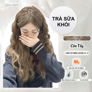  Thuốc nhuộm tóc Thuốc nhuộm tóc màu TRÀ SỮA KHÓI,cần tẩy LIN_COLOR,tặng kèm oxy trợ nhuộm và bao tay trùm đầu bịtmàu 