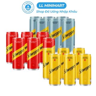 Lốc 6 Nước Soda Schweppes Tonic Không Đường/Có Đường/Gừng Đủ Vị 320ML/Lon