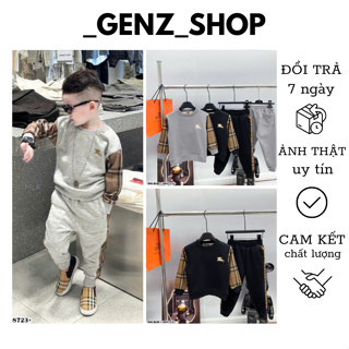 Sét Bộ Quần Áo BBR Phối Sọc Logo Thêu Siêu Nét Dành Cho Bé Trai Size Từ 12 - 40kg