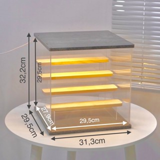 Hộp Kính Mika Trong Suốt  Kệ Trưng Bày Mô Hình, Nước Hoa, Lego, Nhân Vật Yêu Thích Bằng Mica kết hợp với gỗ