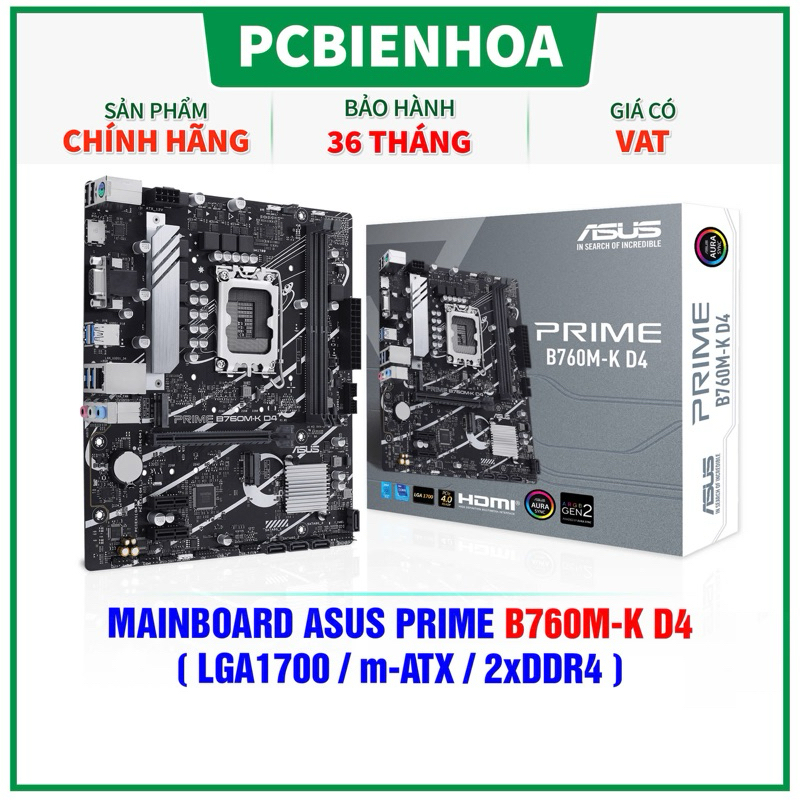 MAINBOARD ASUS PRIME B760M-K D4 ( LGA1700 / M-ATX / 2XDDR4 )