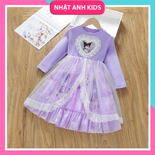  👑 Váy Đầm Công Chúa Dài Tay Bé Gái Hoạ Tiết Kuromi Siêu Cute Hàng Quảng Châu Cao Cấp 👑 