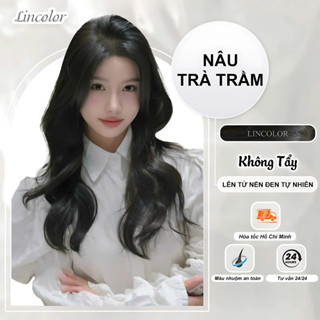  Thuốc nhuộm tóc thuốc nhuộm tóc màu NÂU TRÀ TRẦM không Tẩy,LIN_COLOR,tặng kèm oxy trợ nhuộm bao tay,trùm đầu bịt tai 