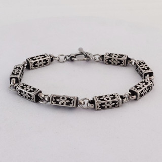 Midas Jewelry | Vòng tay M55, vòng đeo tay hình chữ nhật họa tiết thánh giá thép không gỉ cao cấp, sang trọng thời trang