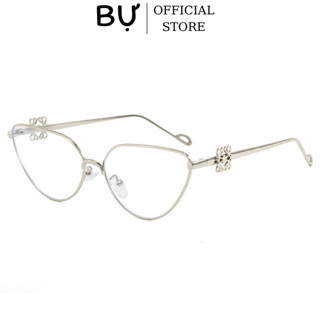 Gọng kính mắt mèo Bự Store khung kim loại đính charm thời trang Love