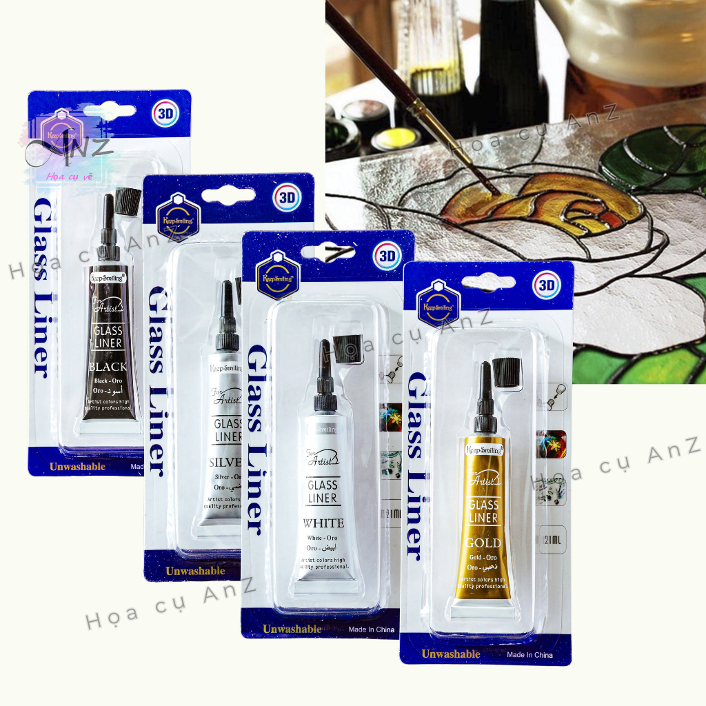Màu vẽ kính , màu vẽ viền kính Keep Smiling - Glass Paint Liner - Họa cụ AnZ