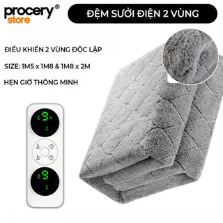  Chăn điện sưởi mùa đông phong cách Hàn Quốc vải nhung làm ấm hai vùng độc lập điều khiển hẹn giờ 