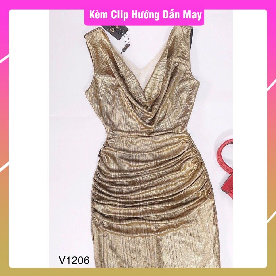 V036_Rập giấy đầm cổ đổ nhún (Có hướng dẫn)
