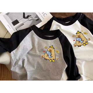 áo tay dài laglang chất cotton 100% in hình logo capyca  đáng yêu cho bé-áo dài tay thu đông(size 8-34kg)