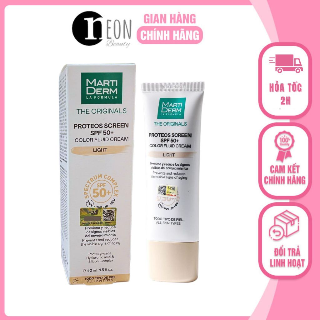 [HÀNG CTY] Kem Chống Nắng Nâng tone MartiDerm The Originals Proteos Screen SPF50+ Color Fluid Cream - NEON BEAUTY