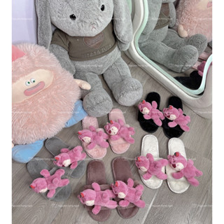  DÉP LÔNG đi trong nhà mùa đông  gắn GẤU DÂU NẰM cute 