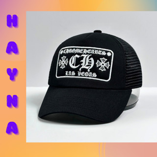 Nón lưỡi trai đen thiết kế full black logo trắng chữ Chrome Hearts phong cách basic tối giản siêu đẹp, nón kết M386