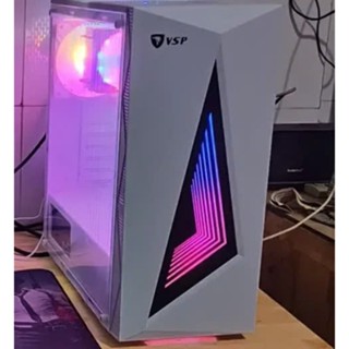 VỎ CASE MÁY TÍNH VSP GAMING KA33 ATX có sẵn LED RGB Trắng Đen - chưa bao gồm fan