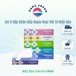 Set 5 Hộp Giấy Ăn 2 Lớp Nepia Mềm Dai Nhật Bản (150 Tờ Đôi/ 1 Hộp)