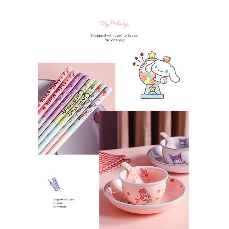 Đũa sứ hoạt hình Melody - Cinnamoroll - Kuromi - Melody