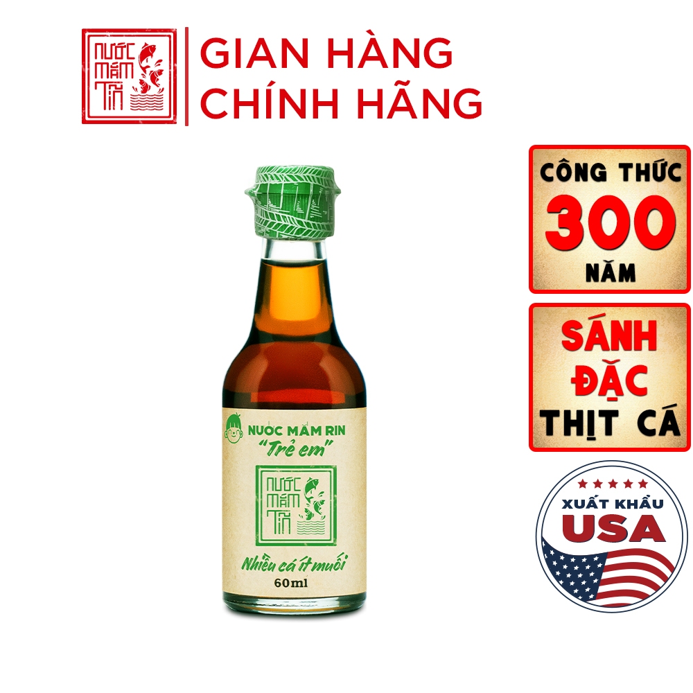 [60ml 42N Dùng cho bé từ 6 tháng tuổi trở lên] 01 Chai nước mắm Tĩn cho bé ăn dặm độ đạm 42N 60ML/ch