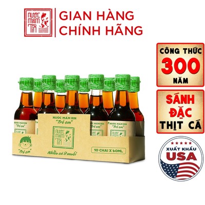 [LỐC 10 CHAI] Nước mắm tĩn trẻ em cho bé ăn dặm độ đạm 42N 60ML nhiều cá ít muối