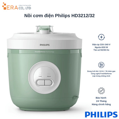Nồi Cơm Điện Philips Dòng 3000 Series Philips HD3212/32 - Hàng Phân Phối Chính Hãng