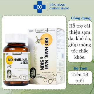 Viên uống BIO Hair, Nail & Skin Royal Care hỗ trợ cải thiện sạm da, khô da, giúp móng tóc chắc khỏe (30 viên)