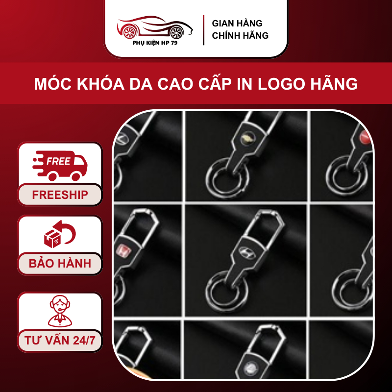 Móc khóa da cao cấp in logo hãng