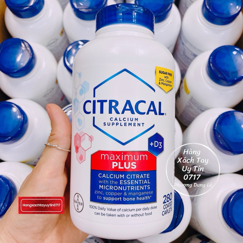[Hàng Chuẩn Mỹ Bay Air]Hộp 280 viên bổ sung canxi Citracal Maximum Calcium Citrate D3 Zinc Manganese