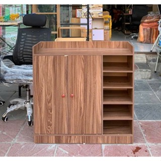 [có hỏa tốc] Tủ giày gỗ, kệ để giày dép gỗ mdf chống mối mọt, màu óc chó kích thước 90x90x30cm